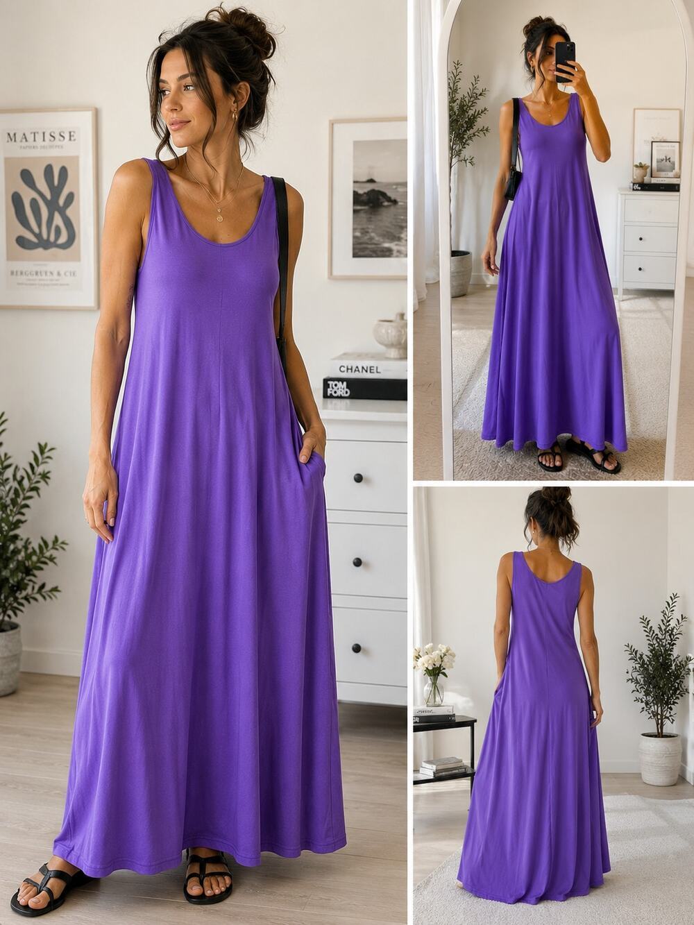 Jostar Purple Lagenlook Maxi Dress XL Oversized Swing Boho Artsy Made USA